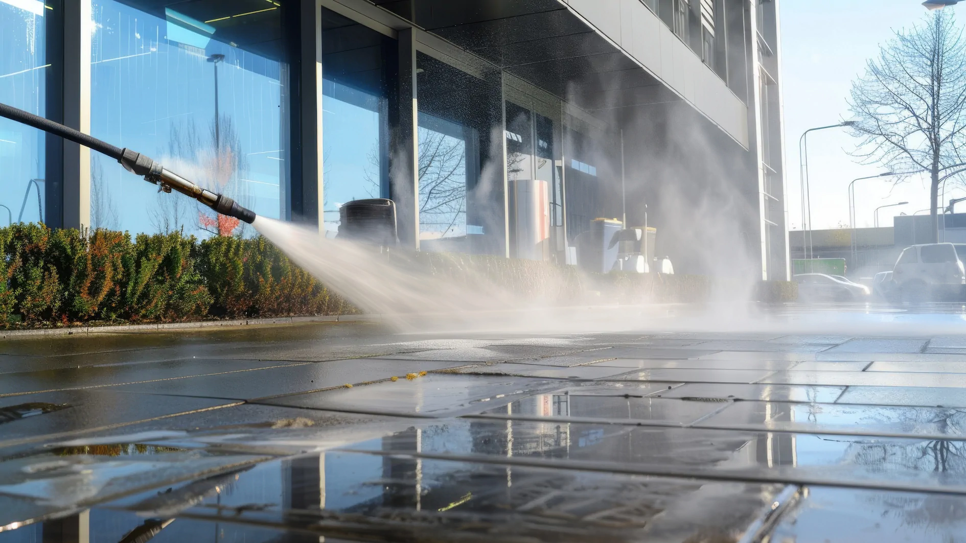 Commercial building exterior cleaning